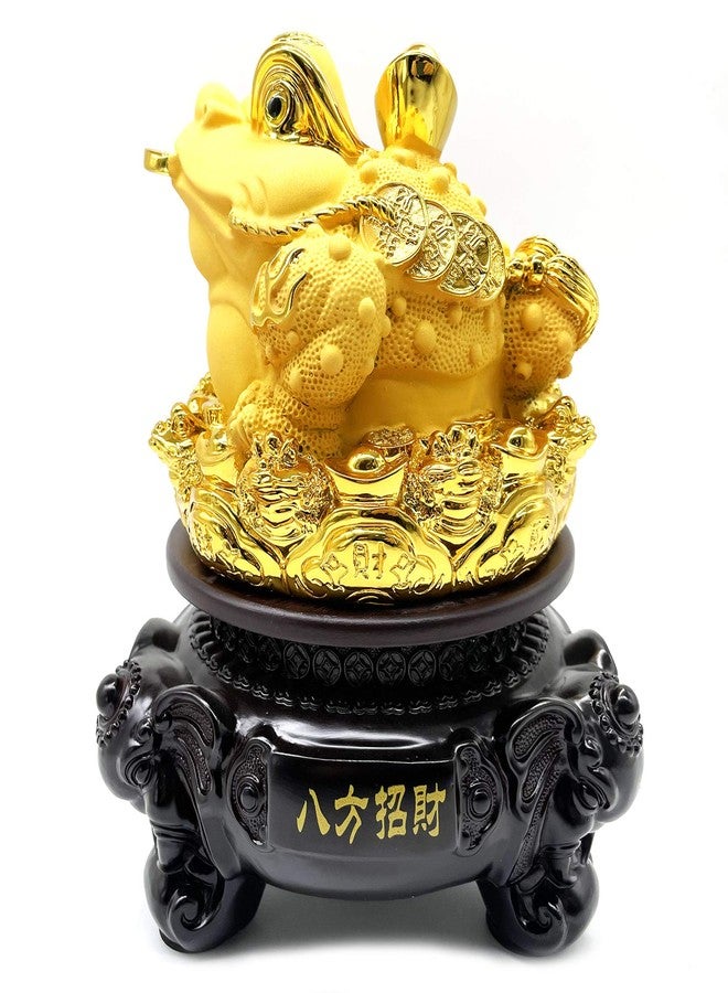 FUNSXBUG 8 Inch Height Gold Chinese Feng Shui Money Frog (Three Legged Wealth Frog or Money Toad) Statue with Rotating Base Feng Shui Decor Home Office Decoration Tabletop Ornaments Good Lucky Gifts - Image 4